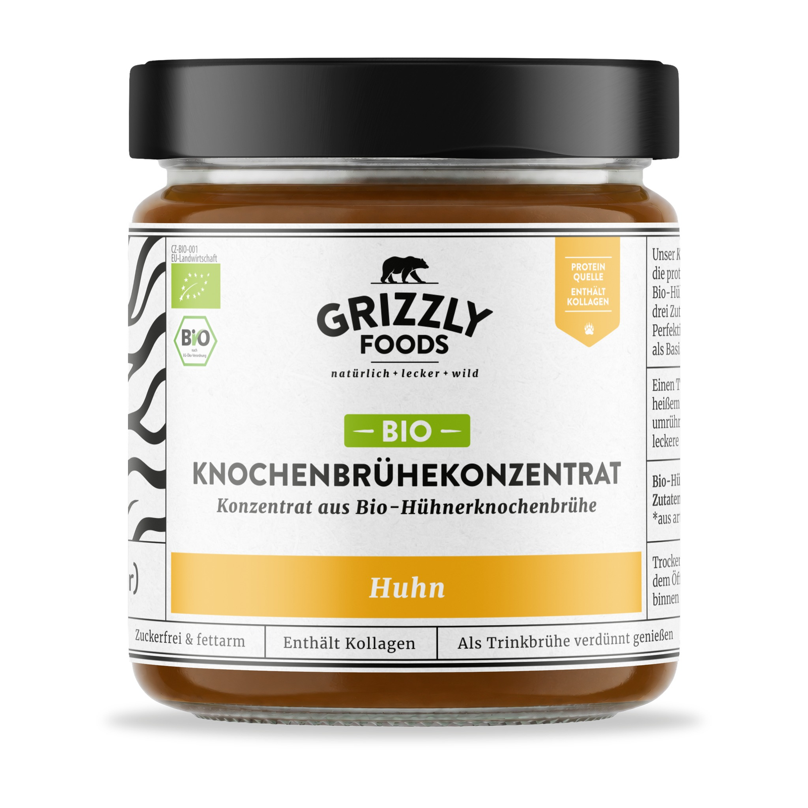 Caldo de Ossos Concentrado BIO de Galinha Grizzly Foods 400g